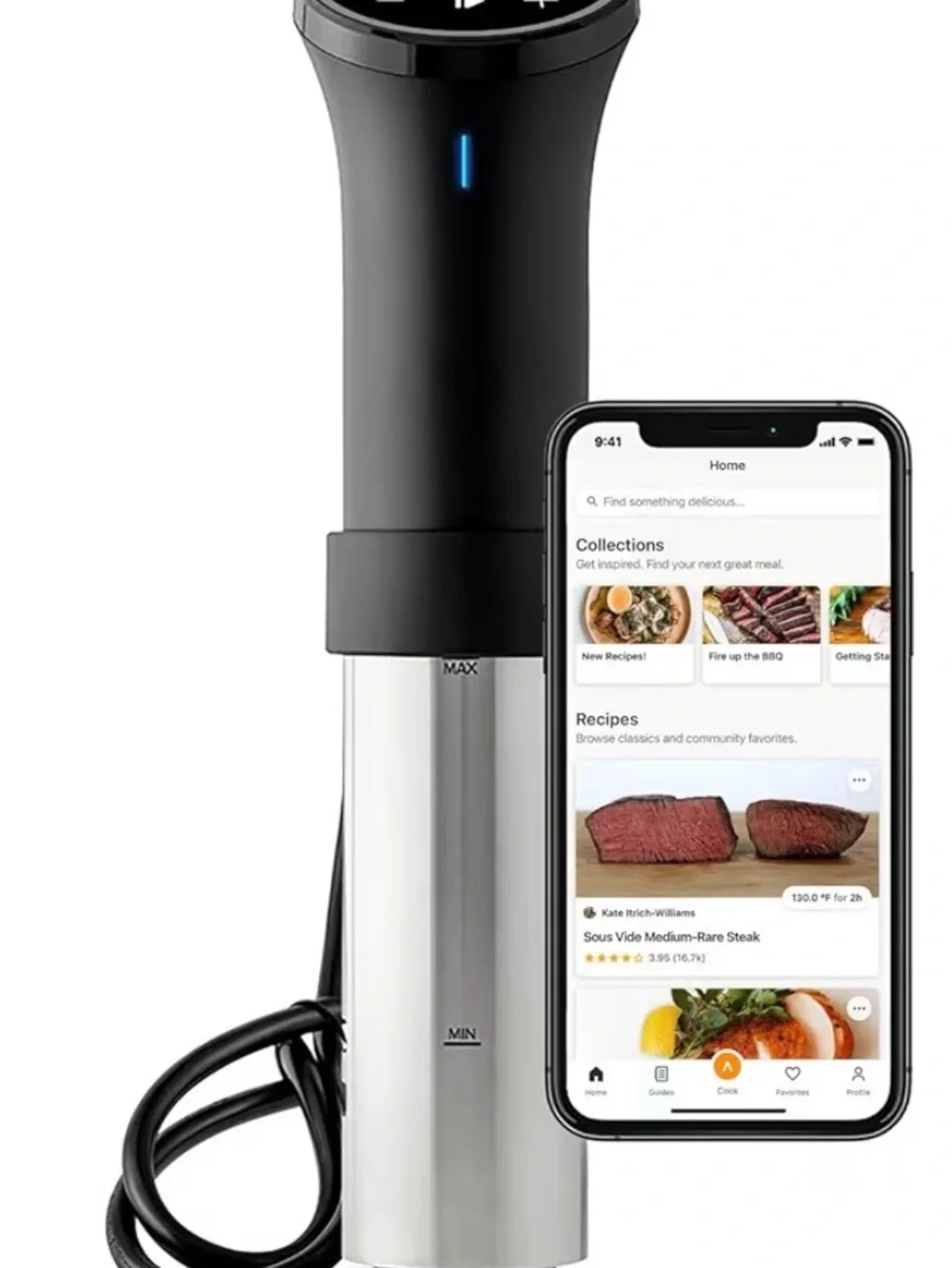 Smart Sous Vide Immersion Circulator in Black and Silver